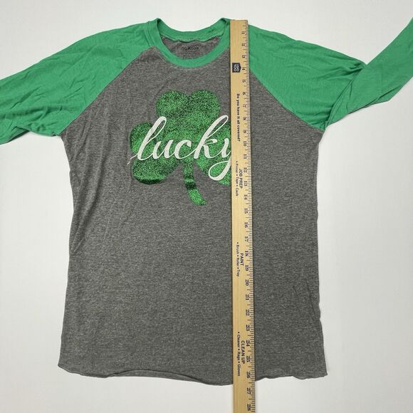 SoRock Women's St. Patrick's Shirt Green Glitter Lucky Shamrock 3/4 Sleeve Sz. M - Picture 7 of 8